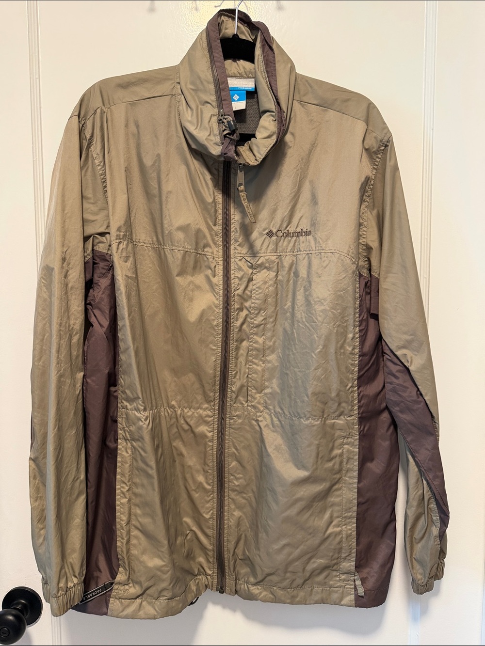Columbia titanium Two-Tone Tan and Brown Lightweight Jacket packable
